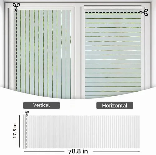 Vista 5 de Coavas Película de privacidad de ventana a rayas esmeriladas para vidrio de Adhesivo estático, sin pegamento, extraíble, bloqueo UV, control