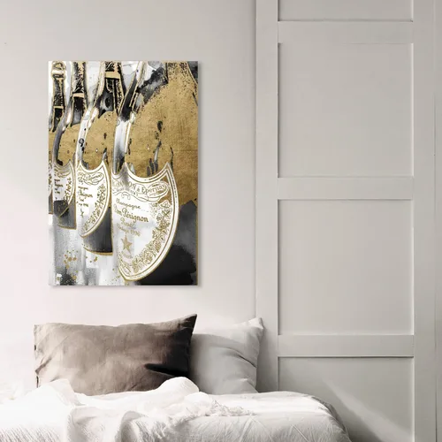 Vista 5 de The Oliver Gal Artist Co. Lienzo decorativo para pared, diseño de bebidas y bebidas espirituosas con texto en inglés "Golden Champagne Feast