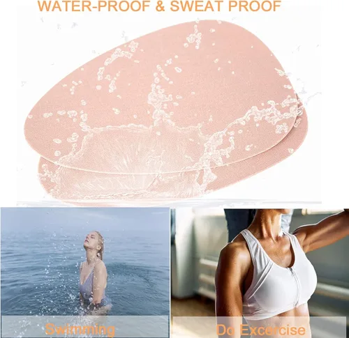 Vista 6 de Cinta de levantamiento de senos para pechos grandes, impermeable, 3 pares, brasier de elevación invisible con cinta de pecho push up fuerte soporte