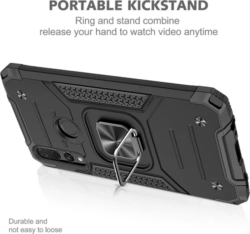 Vista 2 de Asuwish Funda compatible con Huawei Y9 Prime 2019 y protector de pantalla de vidrio templado, soporte de anillo celular con soporte para teléfono