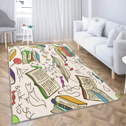 Vista 5 de LOKMU Alfombras antideslizantes para el regreso a clases, pizarra, dibujos de tiza, marcadores de crayones reglas, decoración del hogar, alfombras