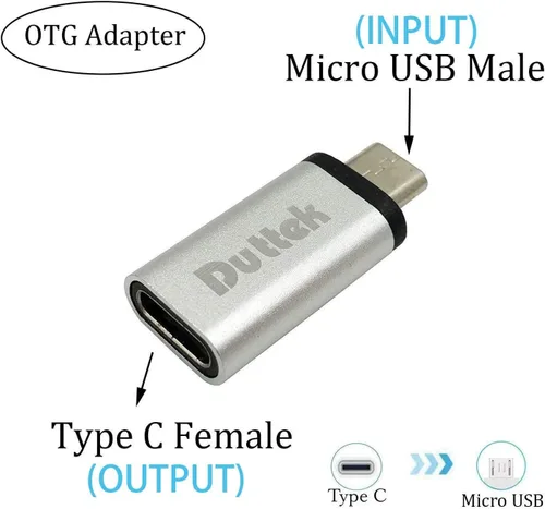 Vista 3 de Duttek Adaptador USB-C a Micro USB, 480 Mbps, compatible con OTG, para FLIR One Pro, Huawei Y7/Y6/P Smart/P8 Lite y Smartphones, Tablets