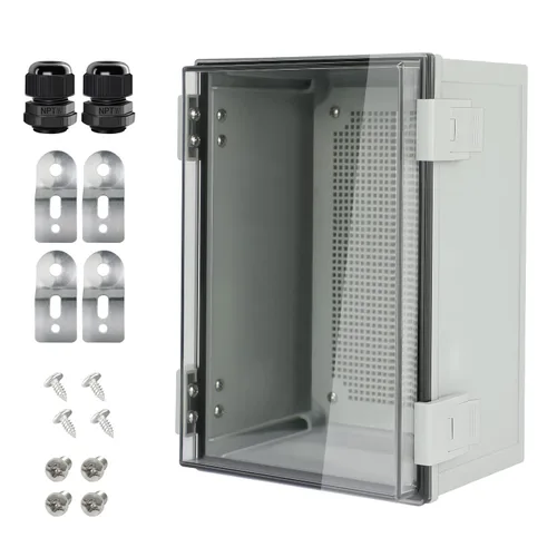 Vista 12 de Caja de conexiones IP65 impermeable carcasa de plástico ABS con cubierta transparente de PC con bisagras, caja de proyectos eléctricos con placa