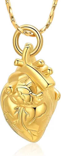 Vista 27 de Imrsanl Collar con colgante de joyería de cremación para cenizas – Collar anatómico de urna de corazón para cenizas – Medallones conmemorativos