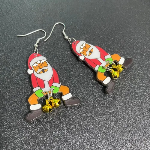 Vista 3 de SLSF Aretes colgantes de acrílico con guirnalda de árbol de Navidad para mujeres, niñas, niños, adolescentes, hipoalergénicos, regalos de joyería