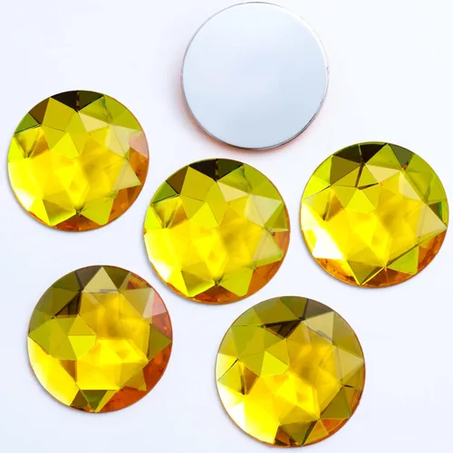 Vista 7 de Diamantes de imitación de parte trasera plana extra grandes de 2.047 in, 6 piezas redondas de acrílico ámbar grandes con parte trasera plana