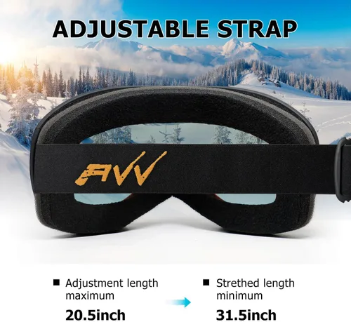 Vista 5 de AVV OTG – Gafas de esquí para hombres y mujeres con lente de doble capa antivaho, UV400, gafas de nieve para snowboard, moto de nieve y patinaje