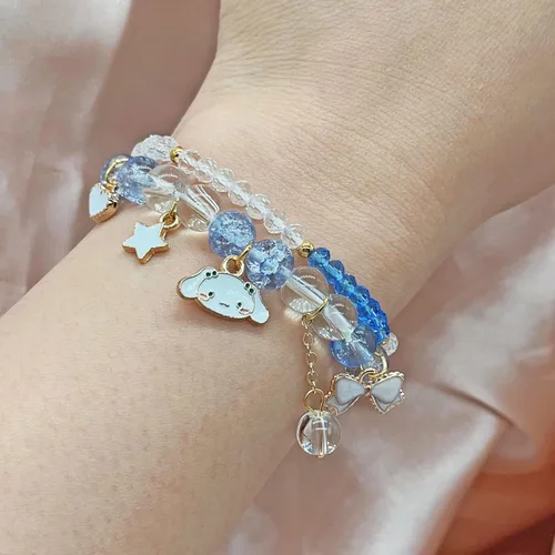 Vista 2 de ZMANYIJEW Pulsera de cuentas de cristal para mujer, lindas pulseras de cuentas a juego para mejor amiga