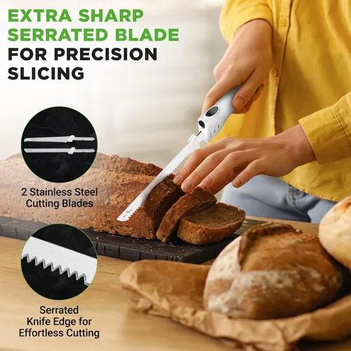Vista 5 de NutriChef Rebanador Eléctrico de Pavo Cuchillo de Cocina Para Acción de Gracias Cortador de Alimentos Eléctrico Portátil Juego de Cuchillos