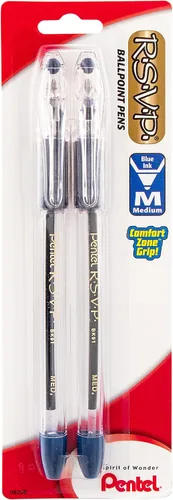 Vista 3 de Pentel RSVP - Bolígrafo (0.039 pulgadas), línea media, tinta negra, paquete de 2 (BK91BP2A)