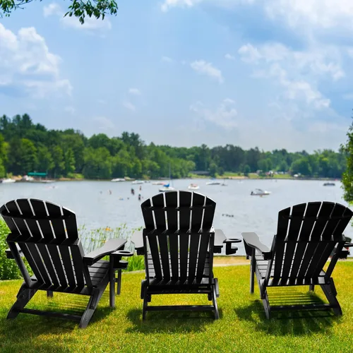 Vista 8 de Oversized Adjustable Folding Adirondack Chairs Set of 2 with Ottoman 400LBS Negro