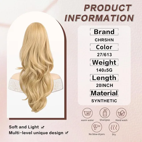 Vista 5 de Extensión de cola de caballo rubio, extensión de cola de caballo con cordón de 20 pulgadas para mujeres, extensiones de cabello de cola de caballo