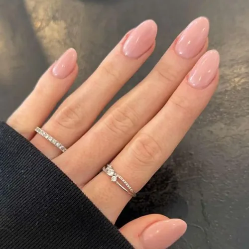 Vista 20 de Modelones Uñas postizas a presión color rosa almendra, uñas postizas cortas de primavera, kit de uñas reutilizables con pegamento de uñas, mini lima
