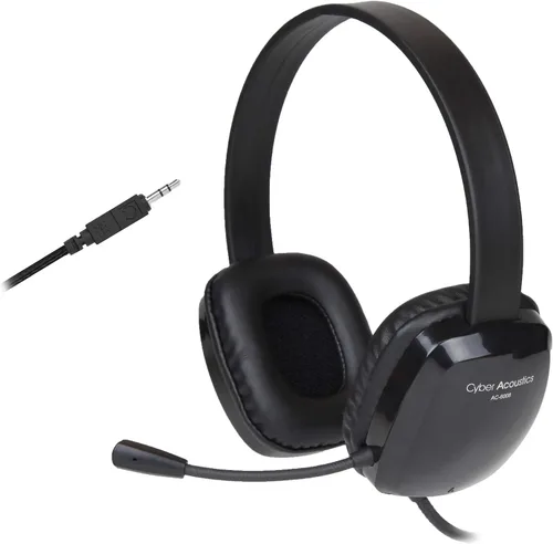 Vista 7 de Cyber Acoustics Auriculares estéreo para PC (AC-6008), conexión de 3.5mm, micrófono unidireccional con brazo flexible para PC y Mac; Perfecto