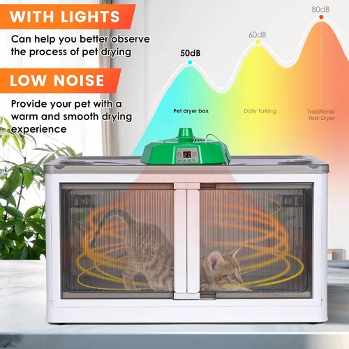 Vista 3 de Secador automático para gatos de 115 litros, caja secadora automática para gatos y perros pequeños, caja de secado de pelo plegable grande, secadora