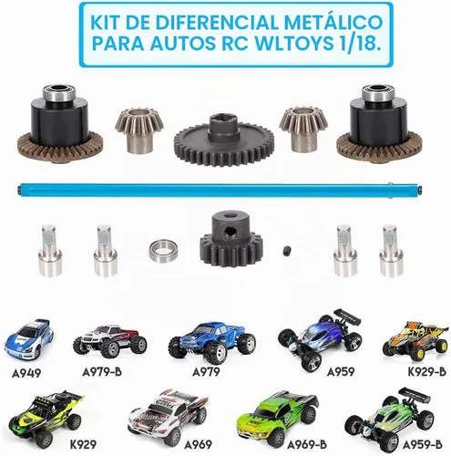 Vista 3 de GoolRC Kit de diferencial de metal para automóvil a control remoto, engranajes diferenciales 38T y 17T, eje de transmisión, eje de dirección