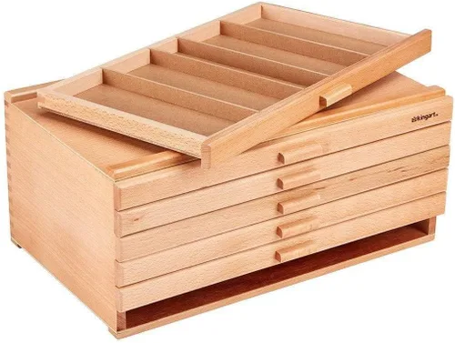 Vista 11 de KINGART Caja de almacenamiento de madera con 6 cajones para artistas, 15-3/4 pulgadas de ancho x 10 pulgadas de profundidad x 6-1/2 pulgadas