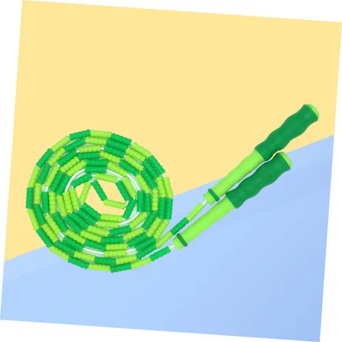 Vista 8 de BESPORTBLE Cuerda de saltar con cuentas para adultos, cuerda ligera de entrenamiento con asas antideslizantes, diseño de dibujos animados verdes