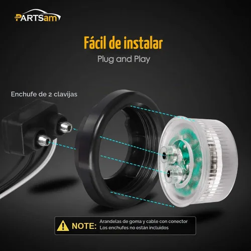 Vista 4 de Partsam 20 piezas de 2 pulgadas redondas luces LED ámbar de 9 LED para señal de giro, luces de marcación laterales con reflector [aprobadas por DOT]