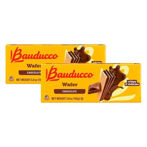 Vista 20 de Bauducco Galletas de oblea, chocolate y avellana, porción individual, 14.1 onzas (paquete de 10), obleas crujientes envueltas individualmente