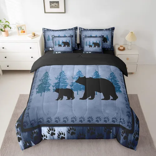 Vista 95 de Feelyou Juego de edredón de ciervo con sábanas – Tamaño Queen 7 piezas Juego de ropa de cama infantil de caza rústica – Cama de ciervo de cabaña