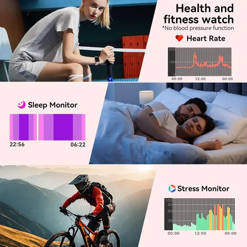 Vista 10 de Reloj inteligente para hombres/mujeres, Android e iOS, pantalla táctil HD de 1.83 pulgadas, reloj de fitness con llamadas Bluetooth estables