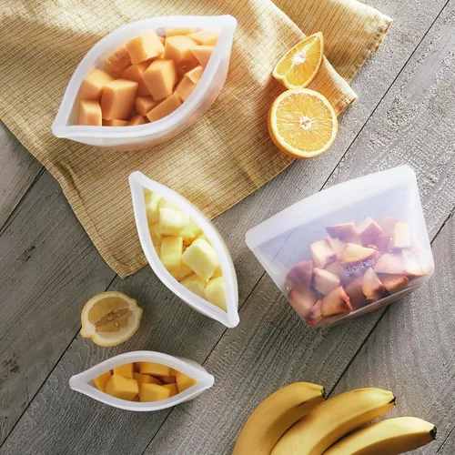 Vista 2 de Stasher Bolsas de silicona reutilizables para almacenamiento de alimentos Transparente