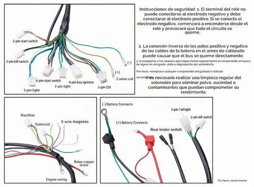 Vista 6 de Arnés de cableado completo, bobina, estátor, solenoide, relé CDI, bujía para ATV de 4 tiempos de 50cc, 70cc, 90cc, 110cc, 125cc. Go Kart, Pit Quad