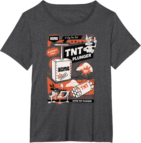 Vista 21 de Looney Tunes Wile E. Coyote - Camiseta de émbolo TNT, Blanco, S