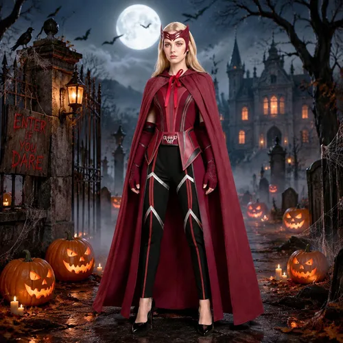 Vista 5 de Wanda Maximoff - Disfraz de bruja Wanda Escarlata para adultos, disfraz de bruja Wanda Escarlata Marrón