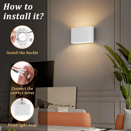 Vista 7 de Aipsun Aplique de pared LED moderno de aluminio para interiores, con cableado, juego de 2 luces de montaje en pared arriba y abajo, para sala