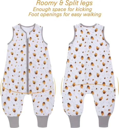 Vista 6 de Miracle Baby Saco de dormir con pies - 0.5 TOG 100% algodón transpirable, diseño sin mangas, saco de dormir para bebé