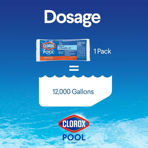 Vista 5 de Clorox® Pool&Spa™ Shock XTRABLUE® Plus, mata bacterias y algas en piscinas, listo para nadar en 15 minutos, (paquete de 6)