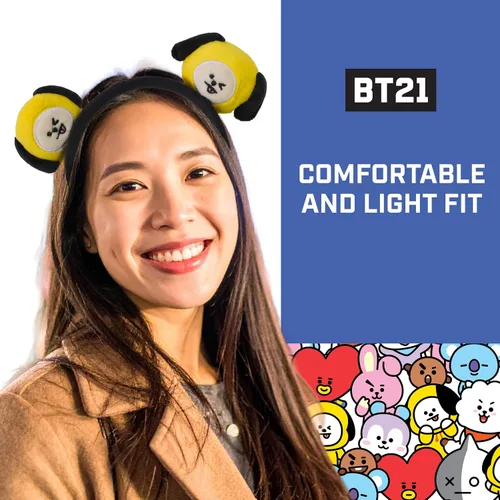 Vista 5 de Concept One BT21 LINE FRIENDS - Diadema bordada de felpa 3D para mujer, Chimmy