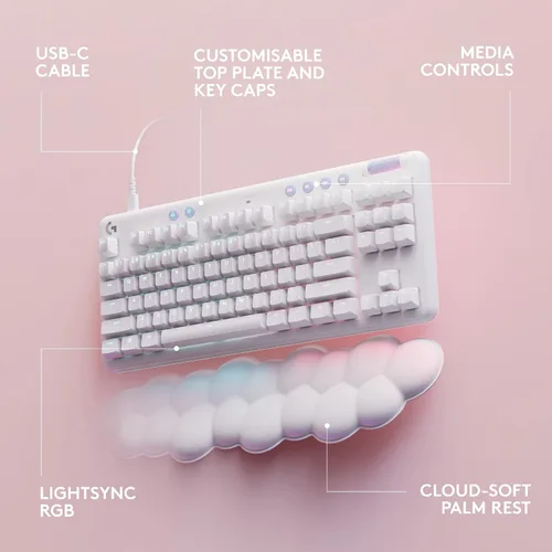 Vista 5 de Logitech G Teclado mecánico para juegos con cable 713 Clicky mouse inalámbrico Logitech G705 para videojuegos - niebla blanca