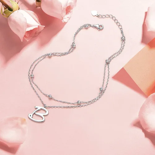 Vista 3 de Initials Anklet for Women S925 Sterling Silver Adjustable Foot Ankle Bracelet with Letter