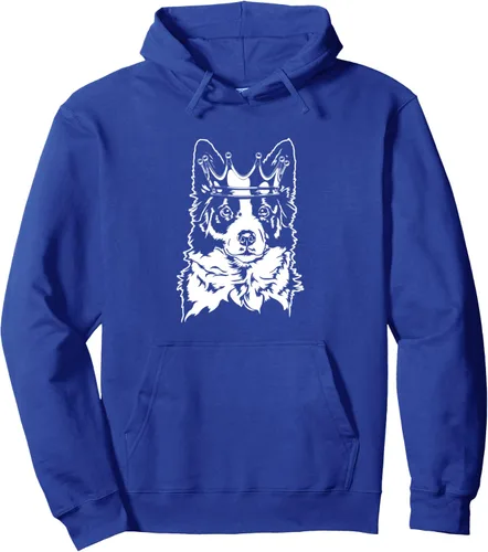 Vista 3 de Funny Proud Border Collie with crown dog mom herding dog Pullover Hoodie