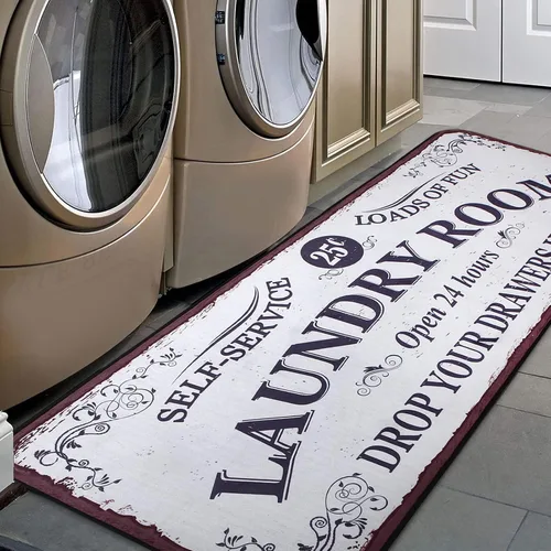 Vista 8 de Alfombra Larga para Cuarto de Lavandería Alfombra de Área Antideslizante Tapete de Piso Impermeable Alfombra de Estilo Campestre para Cocina 40" x
