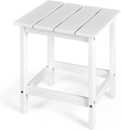 Vista 11 de Giantex Mesa auxiliar para exteriores, mesa auxiliar cuadrada de madera de 15 pulgadas con diseño de rejillas, construcción resistente, fácil