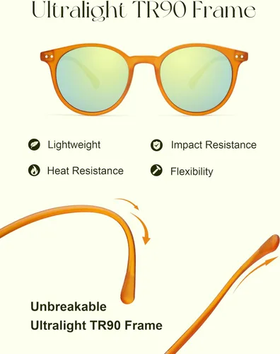 Vista 3 de SOJOS TR90 Polarized Small Round Sunglasses for Women Men Vintage Style UV400 Lens SJTR2113
