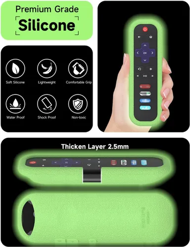 Vista 5 de Funda para Roku Smart TV RC280 RC282 URC280J XRC280J XRC280J Reemplazo universal Funda de silicona ligera con cordón para control remoto Roku TV