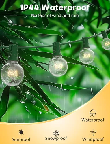 Vista 6 de SUNSGNE Luces Redondas de Navidad de 25 Pies, Luces de Cadena Globo G40 con 27 Bombillas Transparentes, Certificado UL para Exteriores Interiores