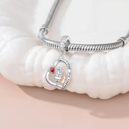 Vista 129 de PROESS Dije para padre, madre e hija, pulsera de plata de ley para pulseras, regalos de cumpleaños, día de San Valentín, para hija, madre, amante