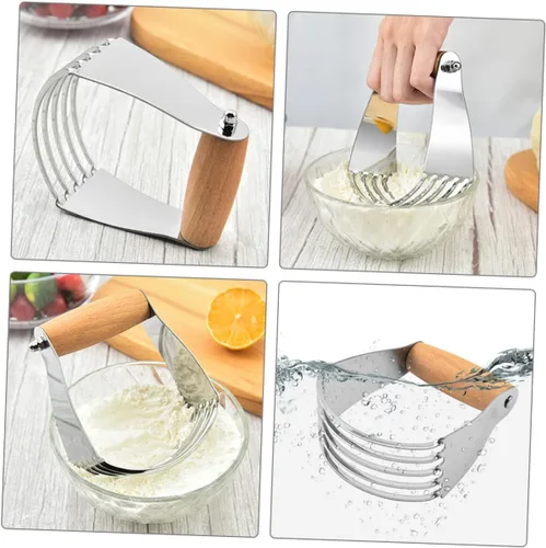 Vista 6 de Cortador de masa de acero inoxidable, licuadora de pastelería, herramienta de horneado manual para masa y mantequilla fría, utensilio de cocina