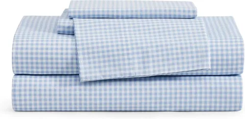 Vista 51 de Tommy Hilfiger - Sábanas para cama individual, ropa de cama de percal de algodón crujiente y fresca con funda de almohada a juego, juego de cama
