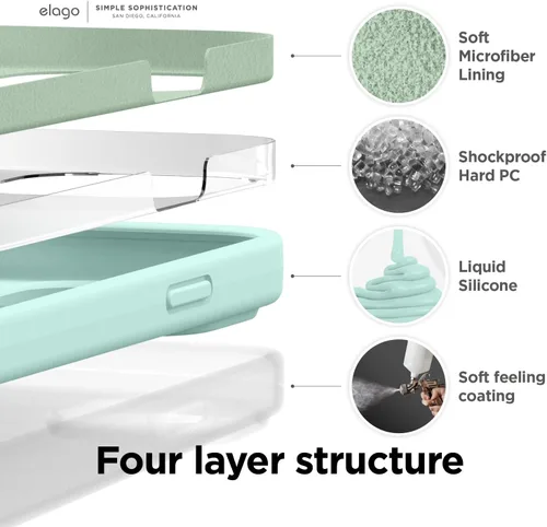Vista 5 de elago Compatible con Funda para iPhone 14 Pro, Funda de Silicona Líquida, Cubierta Protectora de Cuerpo Completo, A Prueba de Golpes, Funda Delgada