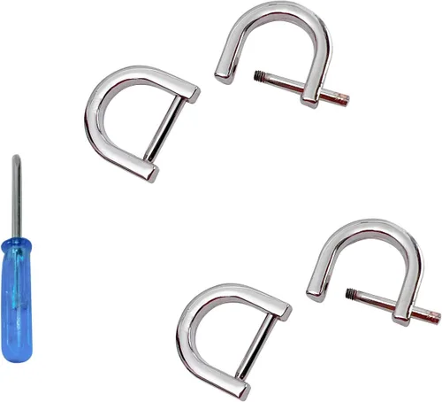 Vista 15 de willikiva 4 anillos en D con tornillo de cierre de repuesto para llave de grillete en forma de U, soporte de anillos D, herradura, de cuero