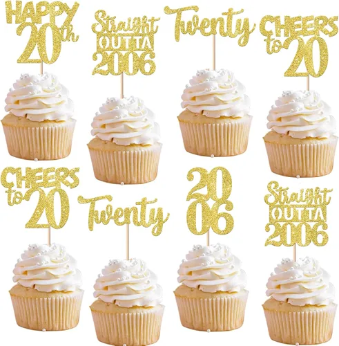 Vista 37 de 30 piezas negras para cupcakes de 10.º cumpleaños con purpurina Ten Happy 10 Straight Outta 2016 para saludos a 10 años 10 cumpleaños, boda Negro