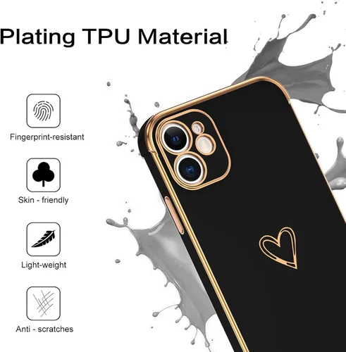 Vista 5 de BENTOBEN Funda para iPhone 12, iPhone 12, lindo patrón de corazón, ajuste delgado, suave, flexible, a prueba de golpes, TPU para mujeres, niñas