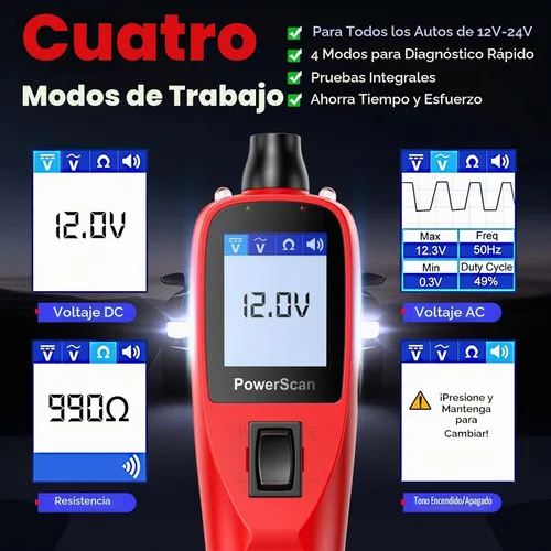 Vista 4 de Autel PowerScan - Probador de circuitos de coche de 12-24 V, sonda
